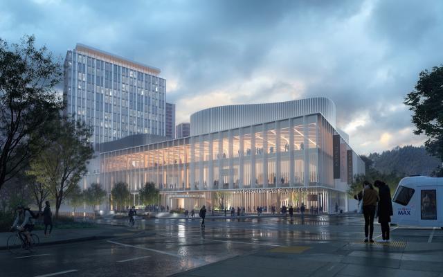 Street view rendering of proposed performing arts building